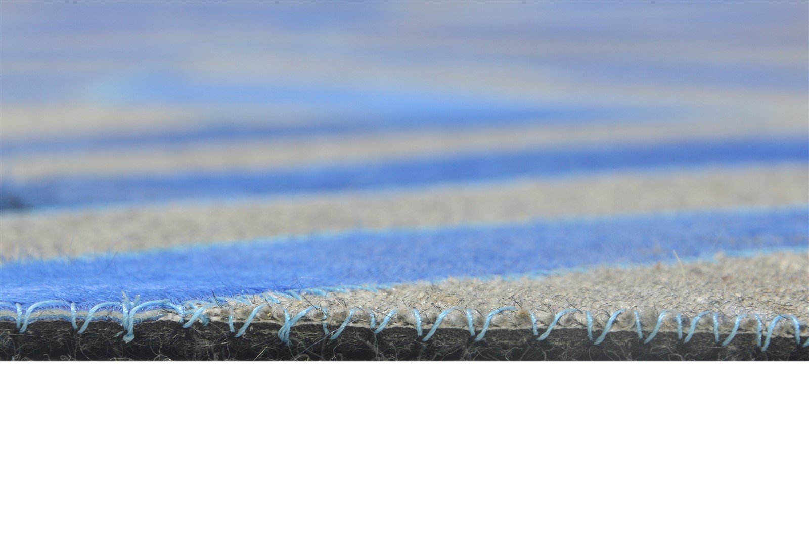 Hand Woven Blue Leather / Cotton Rug 6X6 Modern Moroccan Diamond Room Size 7864866898069