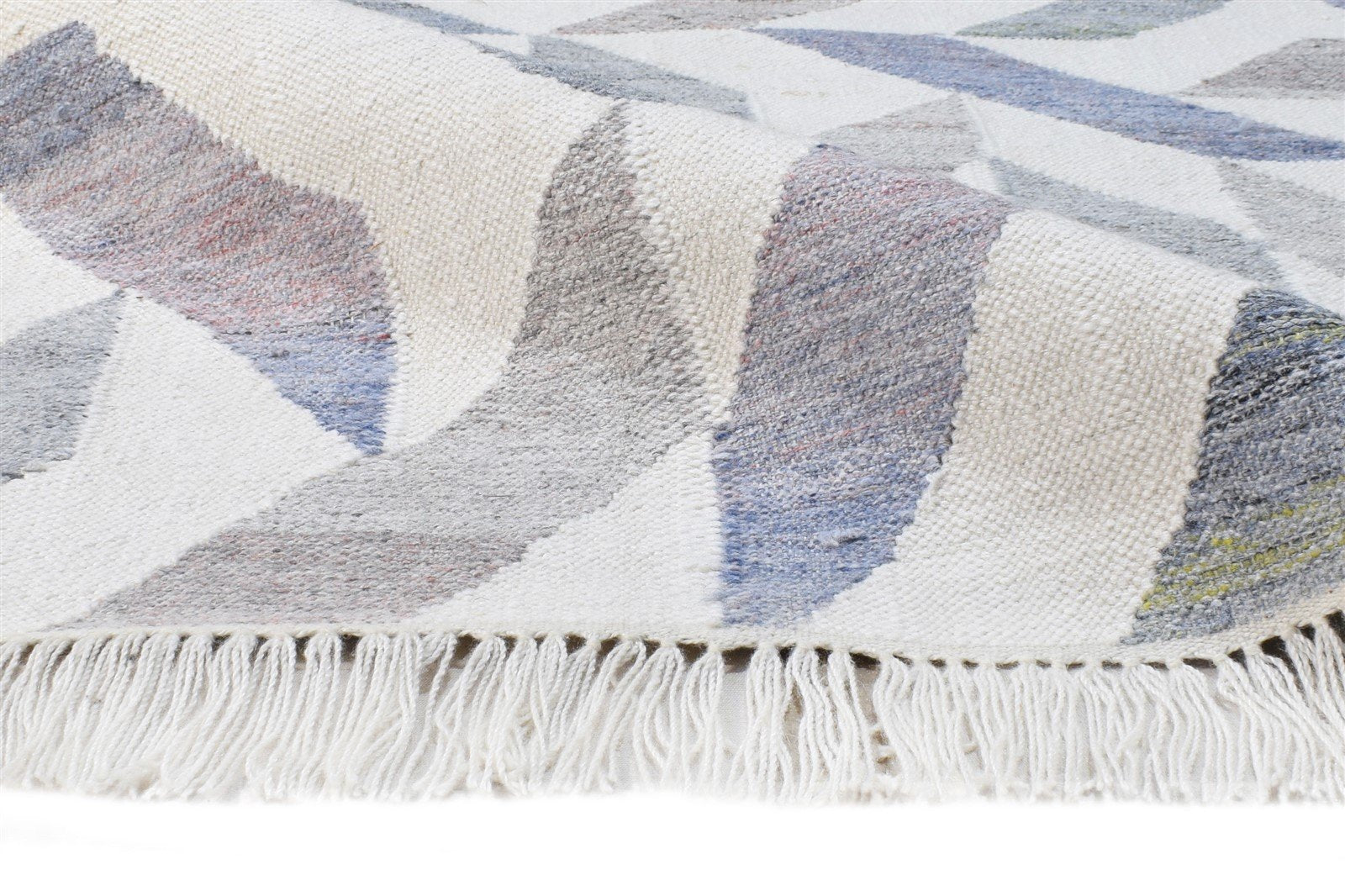 Hand Woven Blue Pet Yarn Rug 5X7 Modern Scandinavian Geometric Room Size Carpet 7865140412565