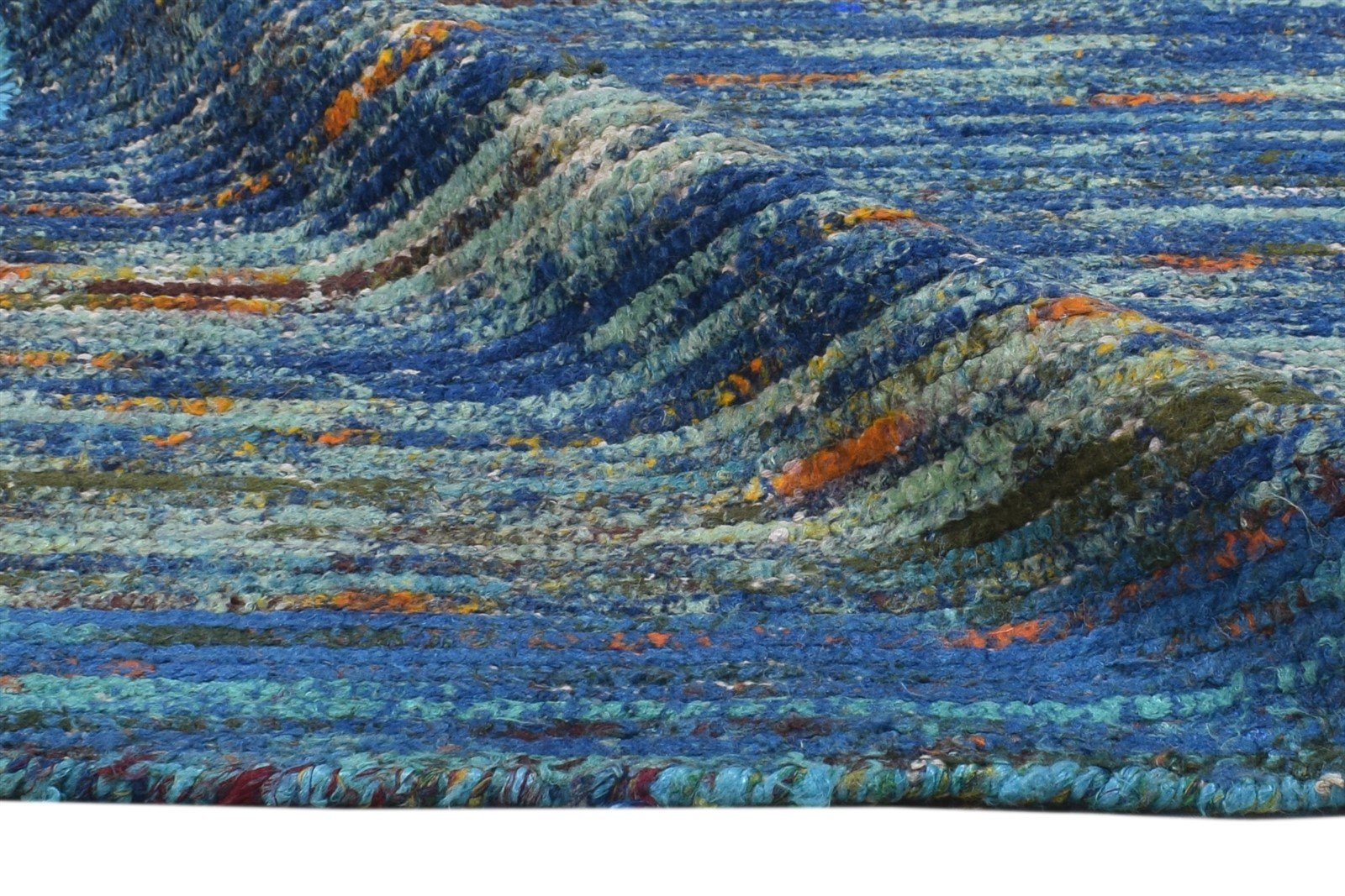 Dina Hand Woven Blue Rayon From Bamboo Rug 6X10 Modern Bohemian Solid 7864815190165