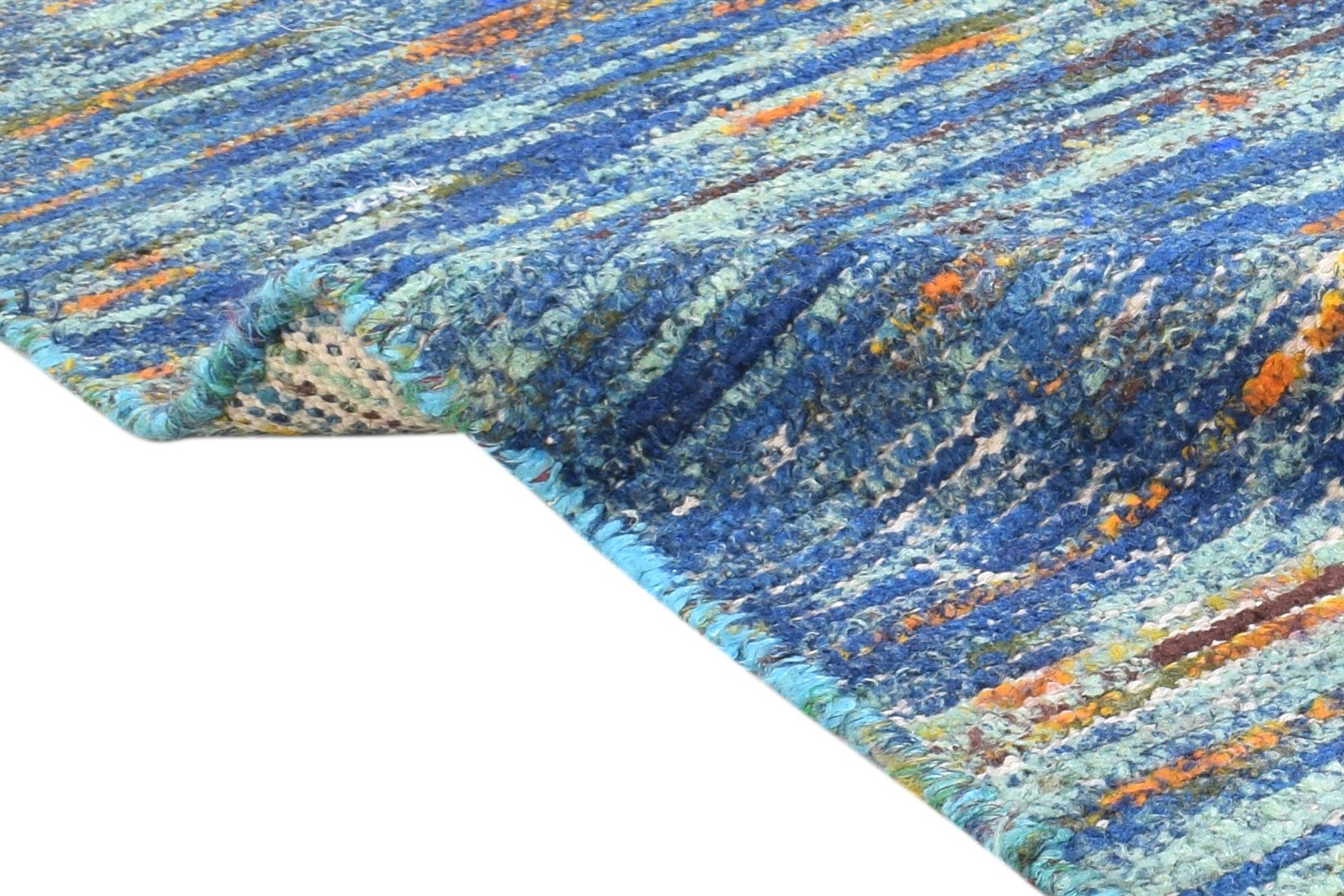 Dina Hand Woven Blue Rayon From Bamboo Rug 6X10 Modern Bohemian Solid 7864815190165