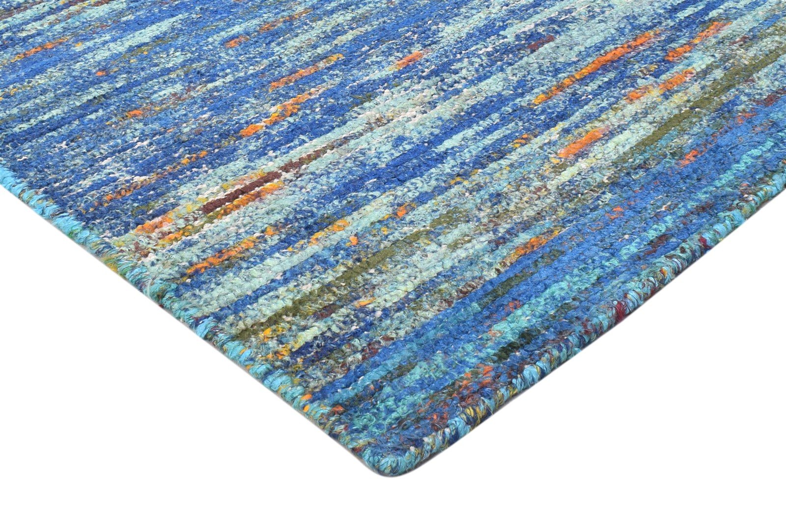 Dina Hand Woven Blue Rayon From Bamboo Rug 6X10 Modern Bohemian Solid 7864815190165