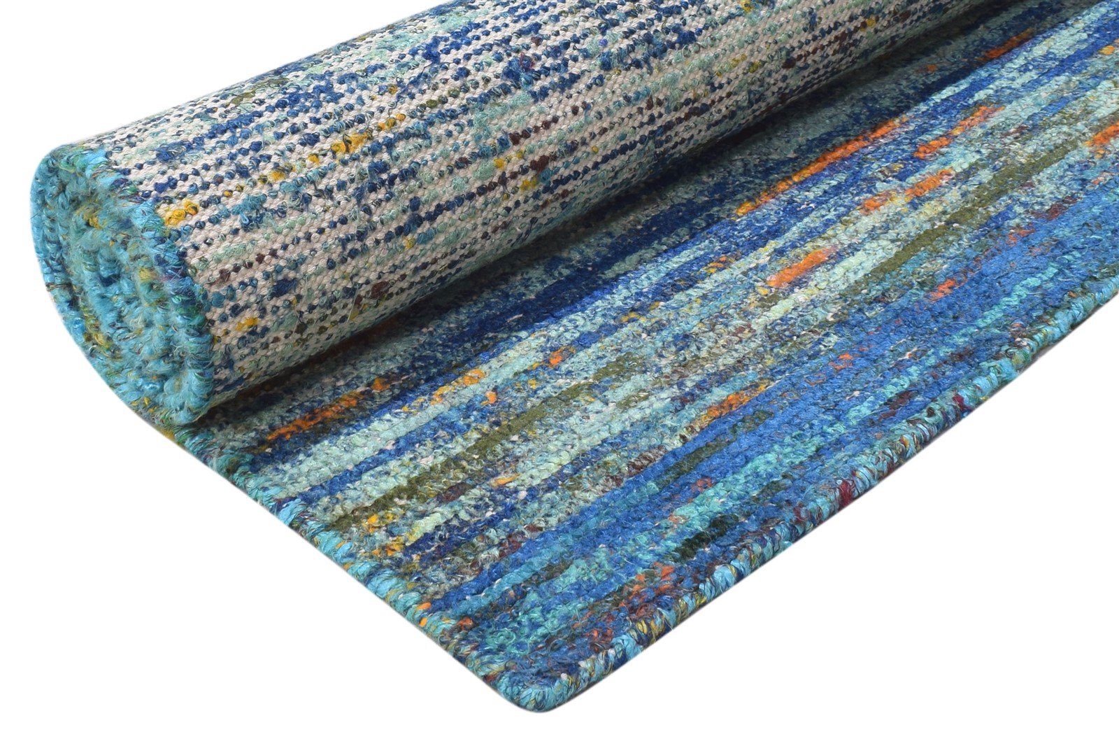 Dina Hand Woven Blue Rayon From Bamboo Rug 6X10 Modern Bohemian Solid 7864815190165