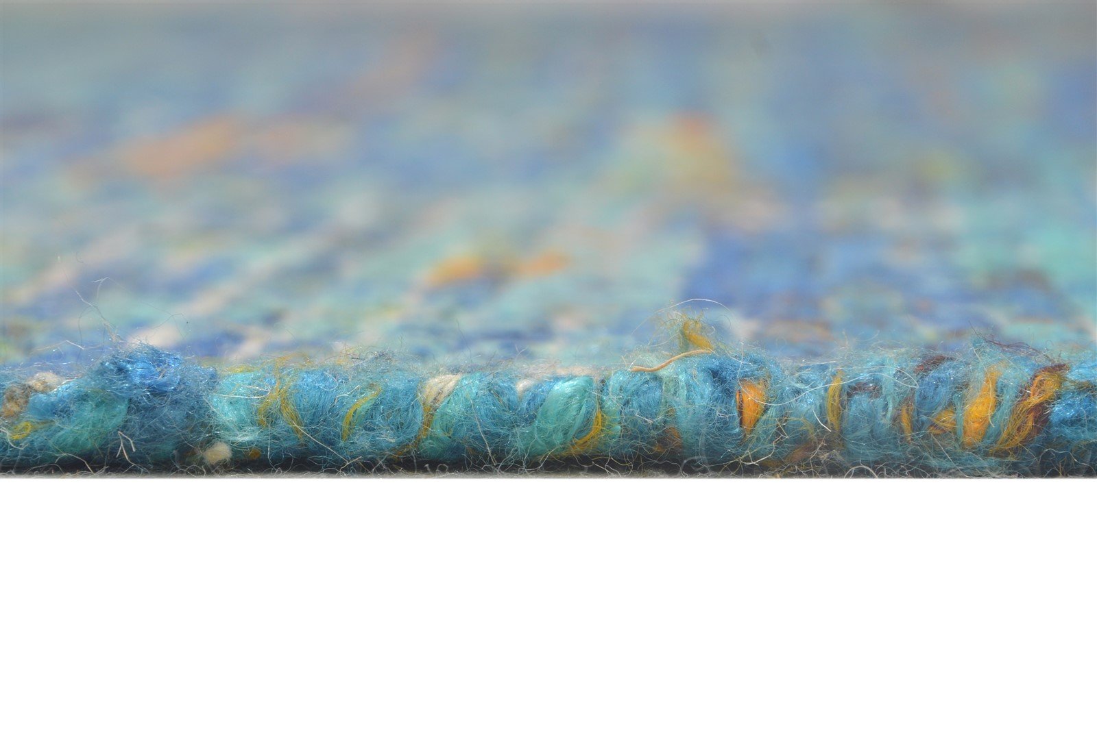 Petra Hand Woven Blue Rayon From Bamboo Rug 7X11 Modern Bohemian Striped 7864805851285