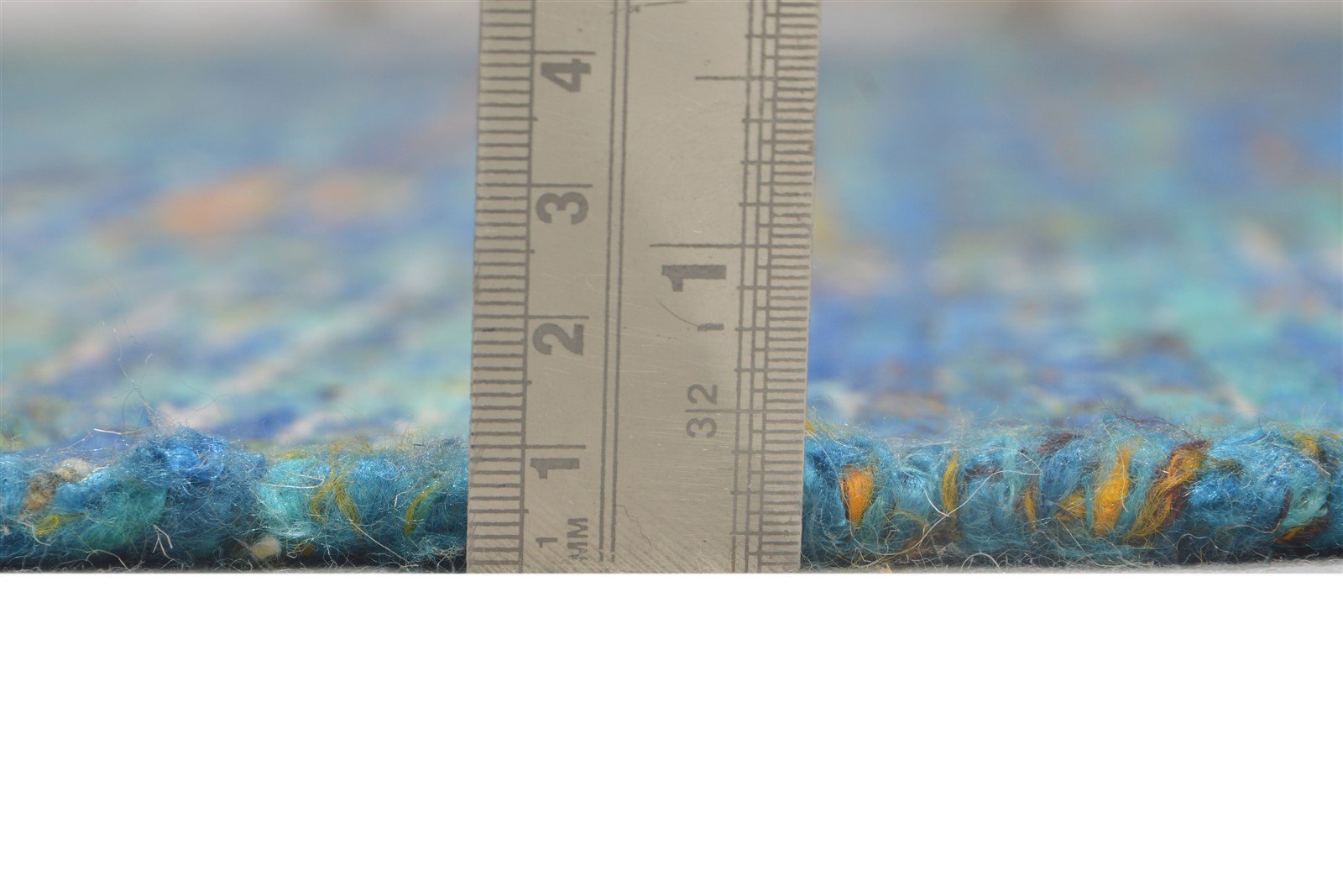 Petra Hand Woven Blue Rayon From Bamboo Rug 7X11 Modern Bohemian Striped 7864805851285