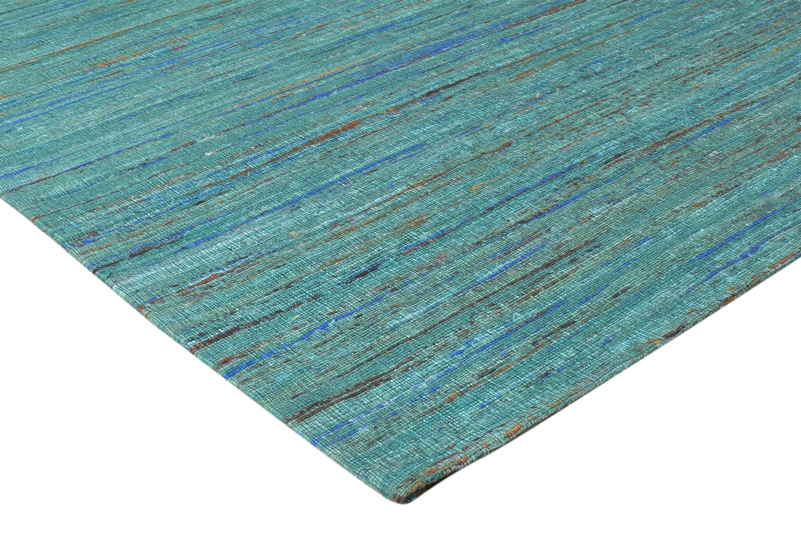 Alanna Hand Woven Blue Silk Rug 5' X 7' Modern Bohemian Striped 7864665964693
