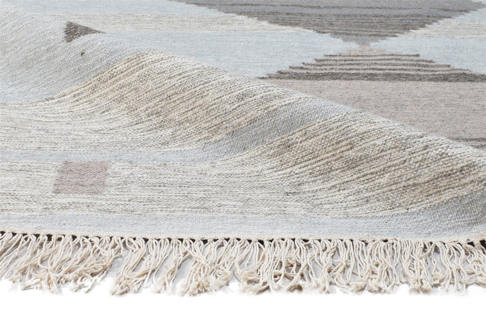 Hand Woven Blue Wool Rug 5' X 8' Modern Scandinavian Nordic Room Size Carpet 7865140773013