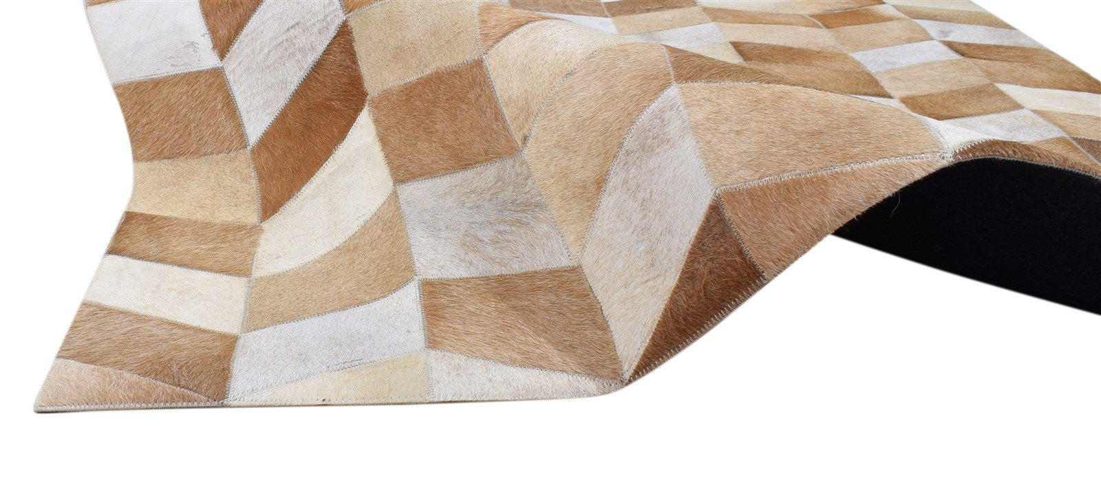 Hephzibah Hand Woven Brown Leather Rug 4' X 6' Modern French Chevron 7860683931797