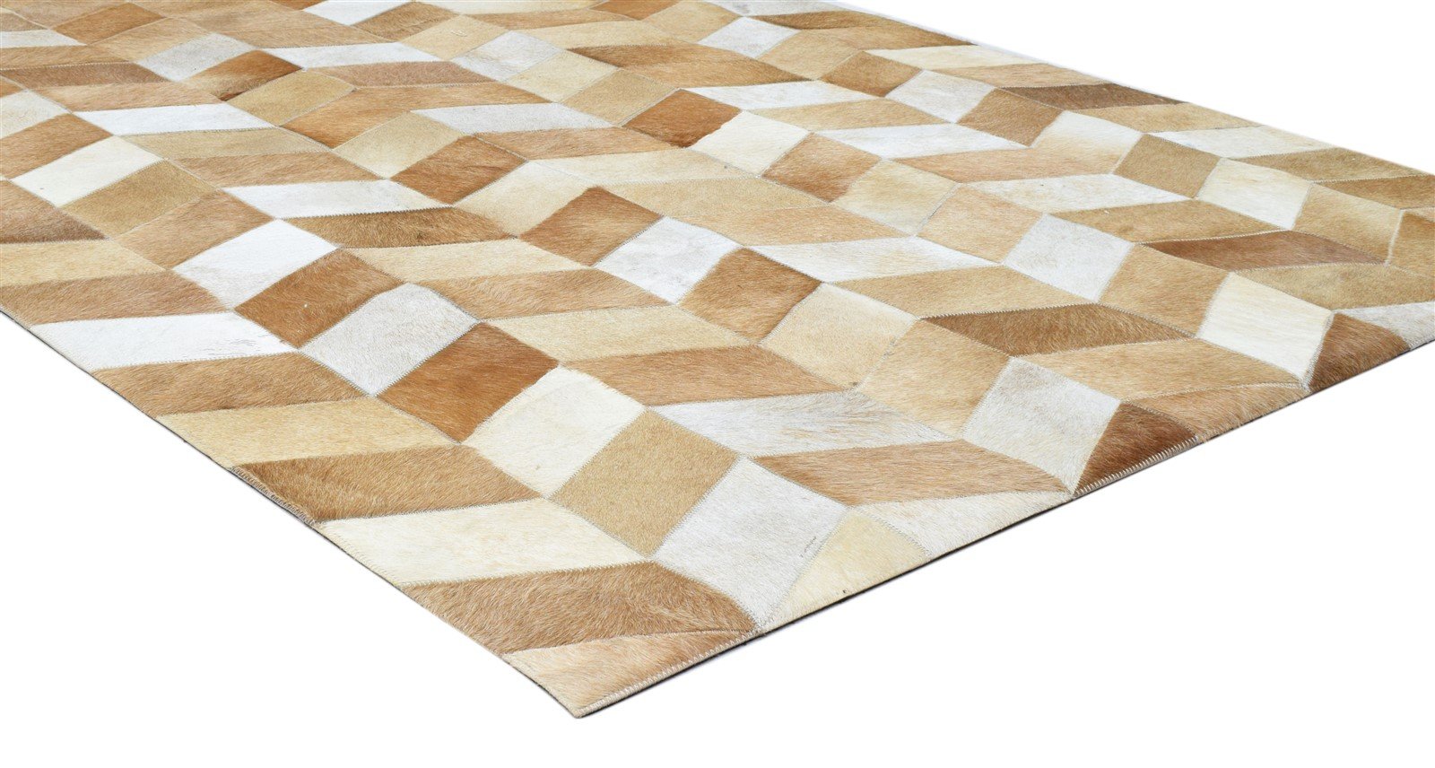 Hephzibah Hand Woven Brown Leather Rug 4' X 6' Modern French Chevron 7860683931797