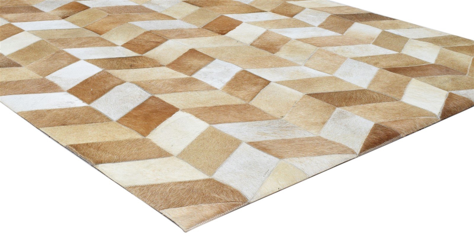 Hephzibah Hand Woven Brown Leather Rug 4' X 6' Modern French Chevron 7860683931797