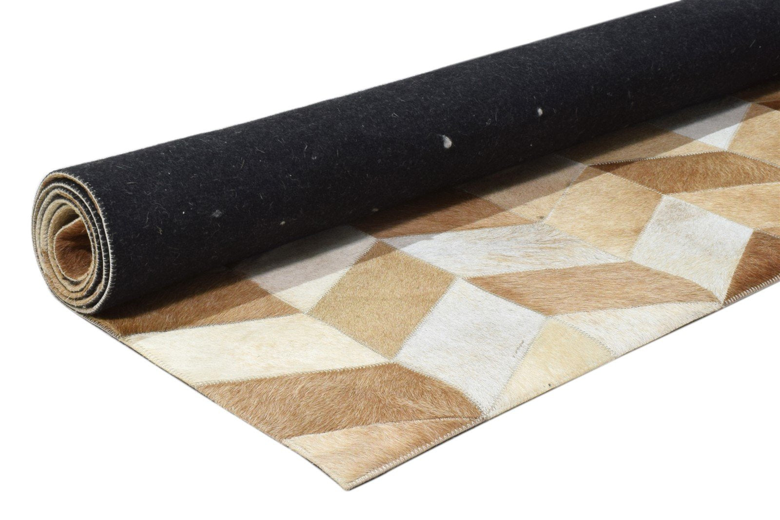 Hephzibah Hand Woven Brown Leather Rug 4' X 6' Modern French Chevron 7860683931797
