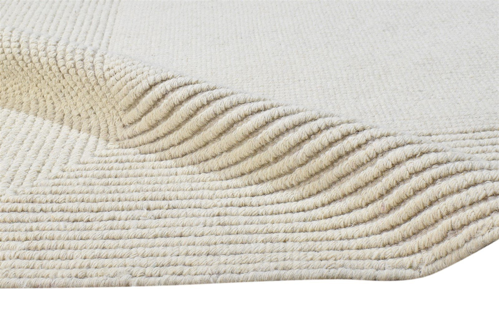 Hand Woven Cream Silk Rug 5' X 8' Modern Scandinavian Bordered Room Size Carpet 7864923521173