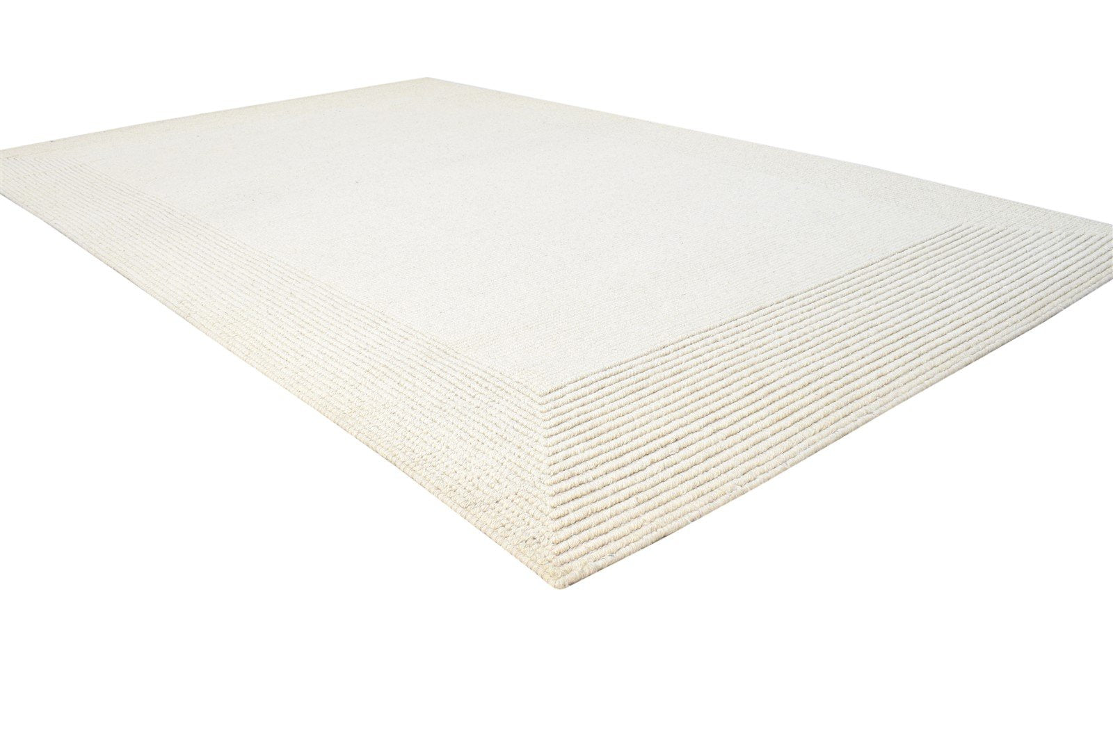 Hand Woven Cream Silk Rug 5' X 8' Modern Scandinavian Bordered Room Size Carpet 7864923521173