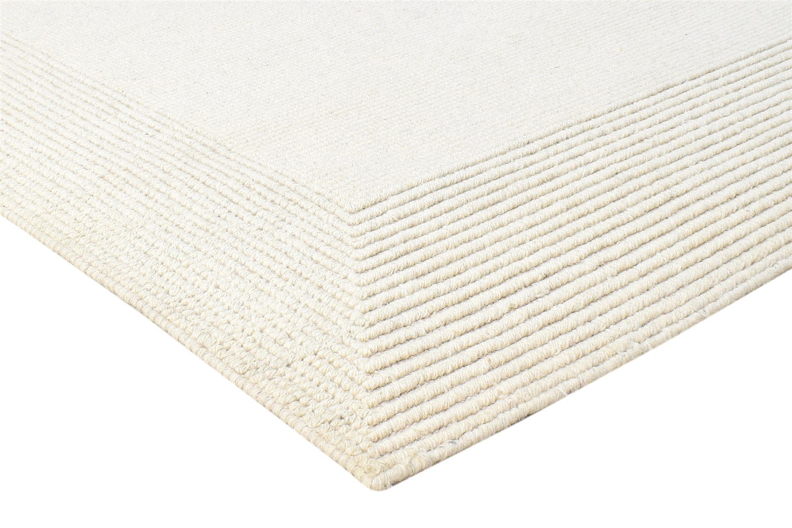 Hand Woven Cream Silk Rug 5' X 8' Modern Scandinavian Bordered Room Size Carpet 7864923521173
