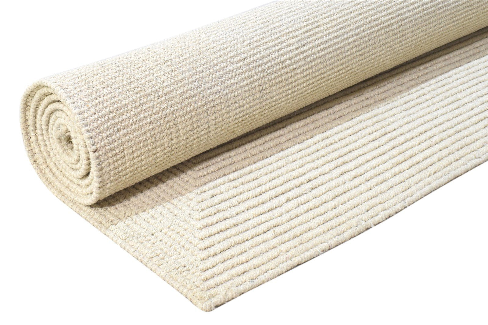 Hand Woven Cream Silk Rug 5' X 8' Modern Scandinavian Bordered Room Size Carpet 7864923521173