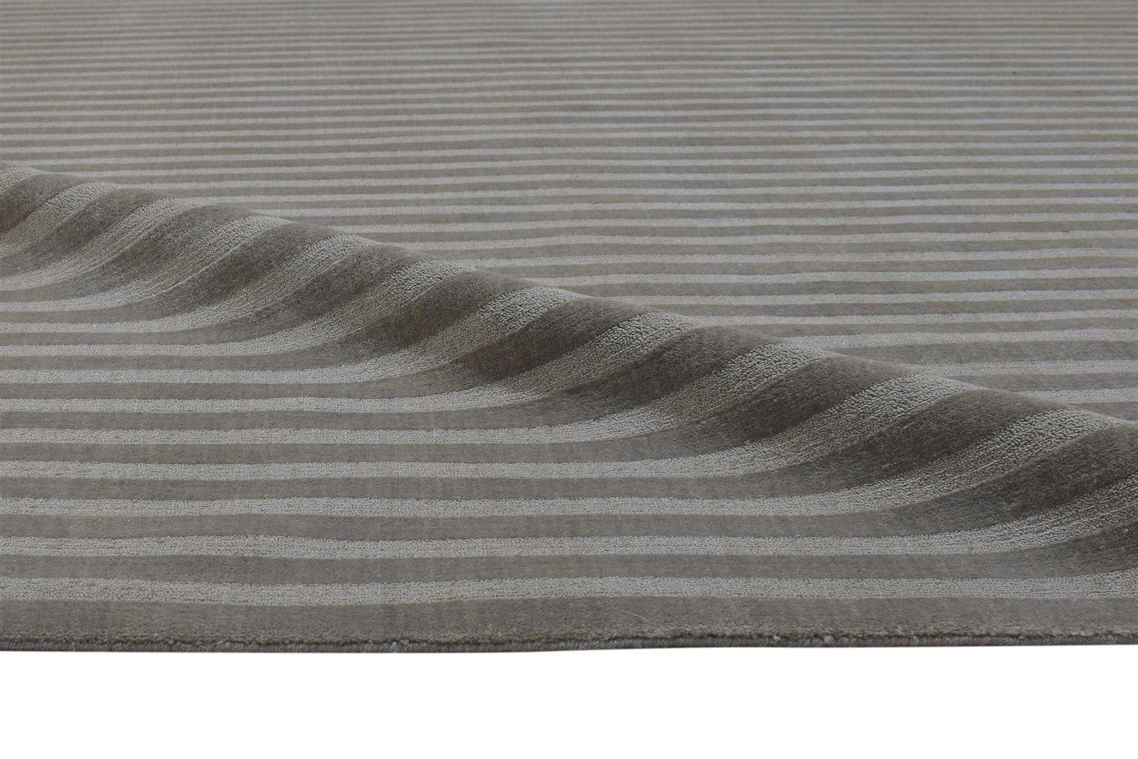 Hand Woven Dark Grey Wool Rug 6X9 Modern Scandinavian Striped Room Size Carpet 7864180506773
