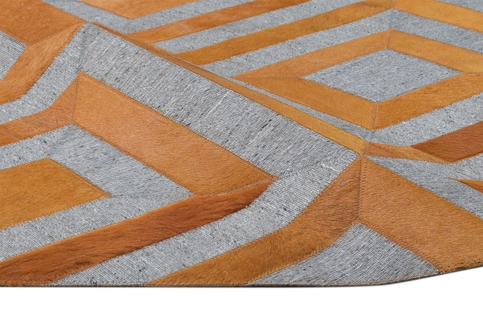 Hand Woven Gold Leather / Cotton Rug 3X9 Modern Moroccan Diamond Small Runner 7864365416597