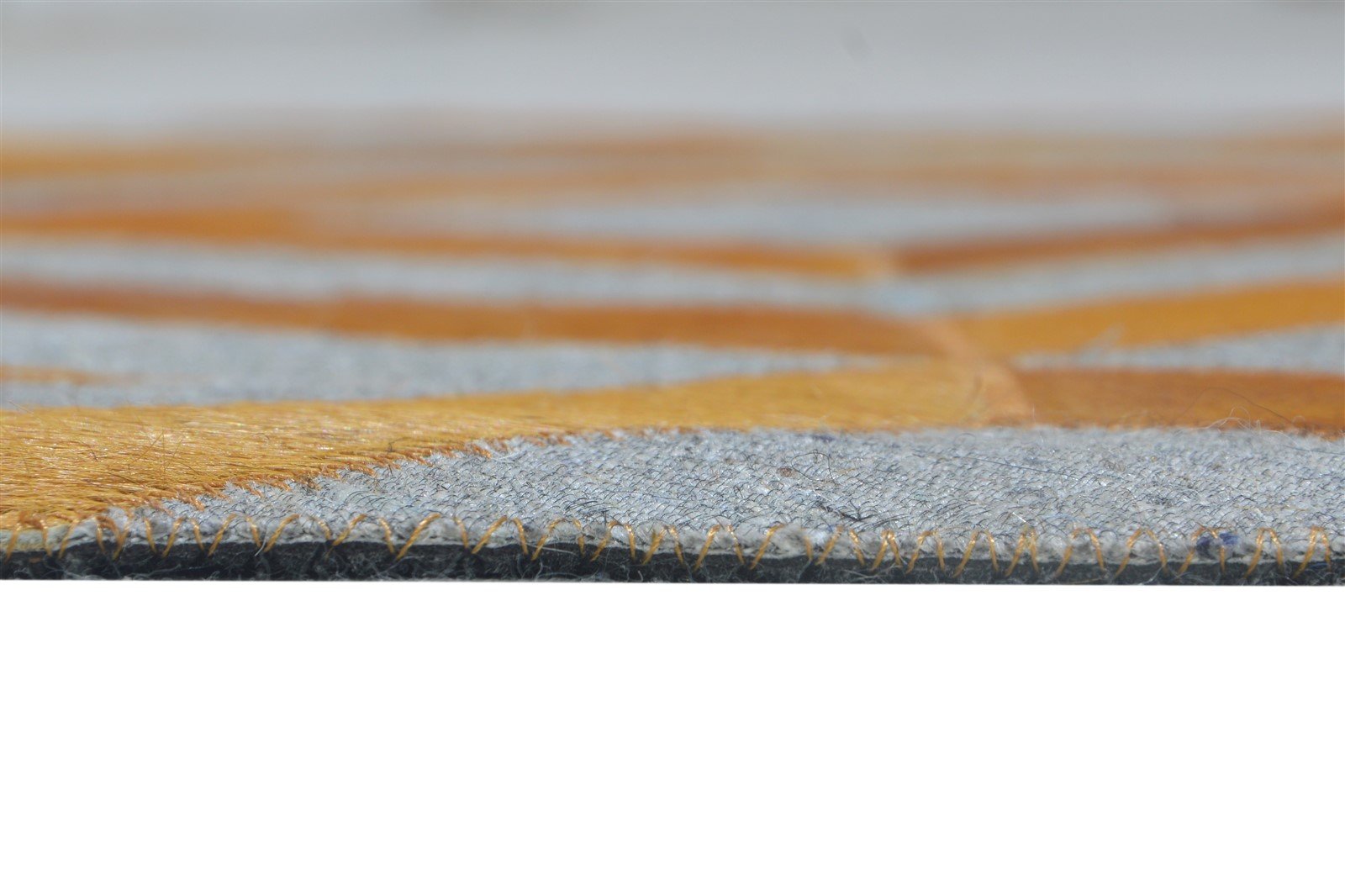 Hand Woven Gold Leather / Cotton Rug 3X9 Modern Moroccan Diamond Small Runner 7864365416597