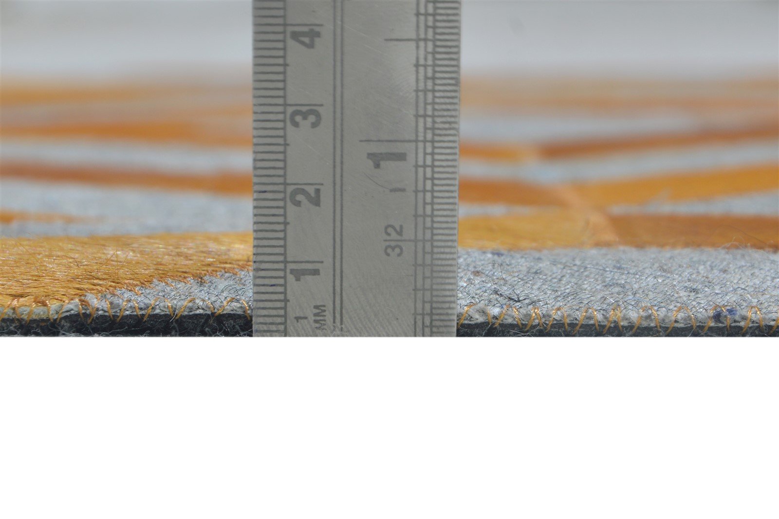 Hand Woven Gold Leather / Cotton Rug 3X9 Modern Moroccan Diamond Small Runner 7864365416597