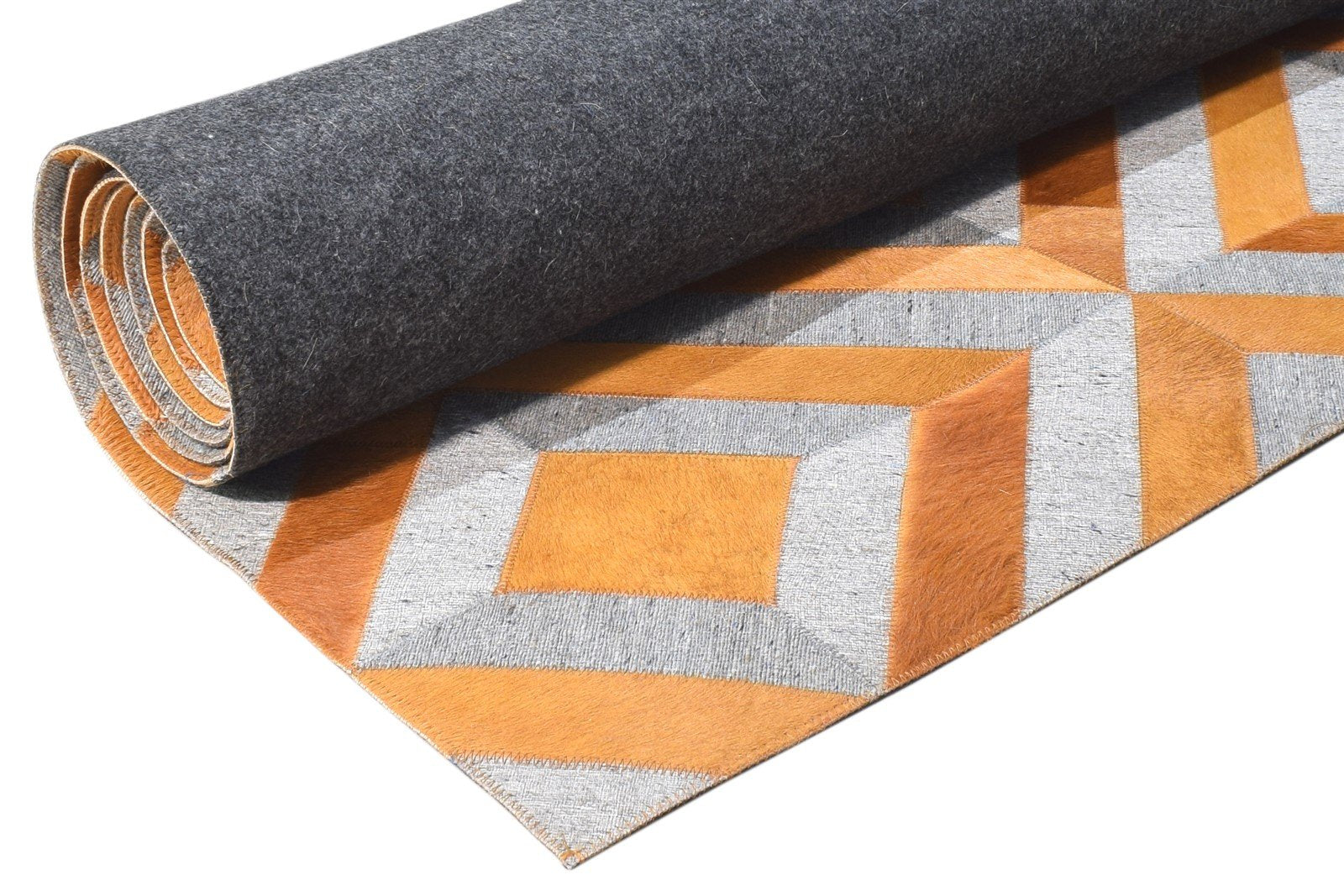 Hand Woven Gold Leather / Cotton Rug 3X9 Modern Moroccan Diamond Small Runner 7864365416597