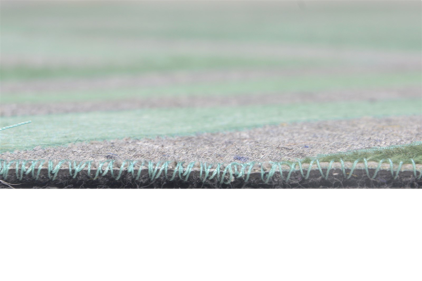 Hand Woven Green Leather / Cotton Rug 5X8 Modern Moroccan Diamond Room Size 7864368300181