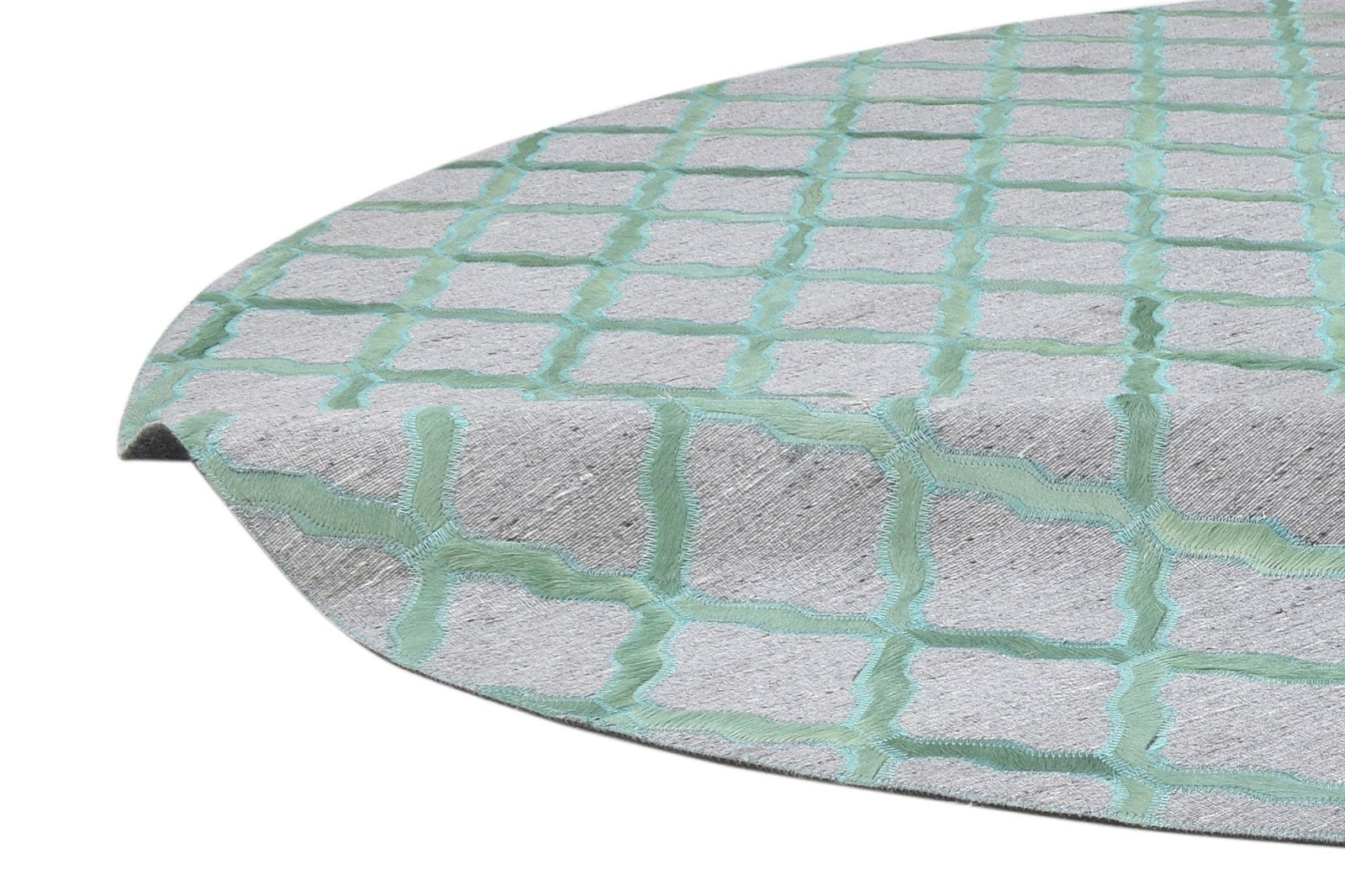 Hand Woven Green Leather / Cotton Rug 6X6 Modern Moroccan Trellis Room Size 7864915755157