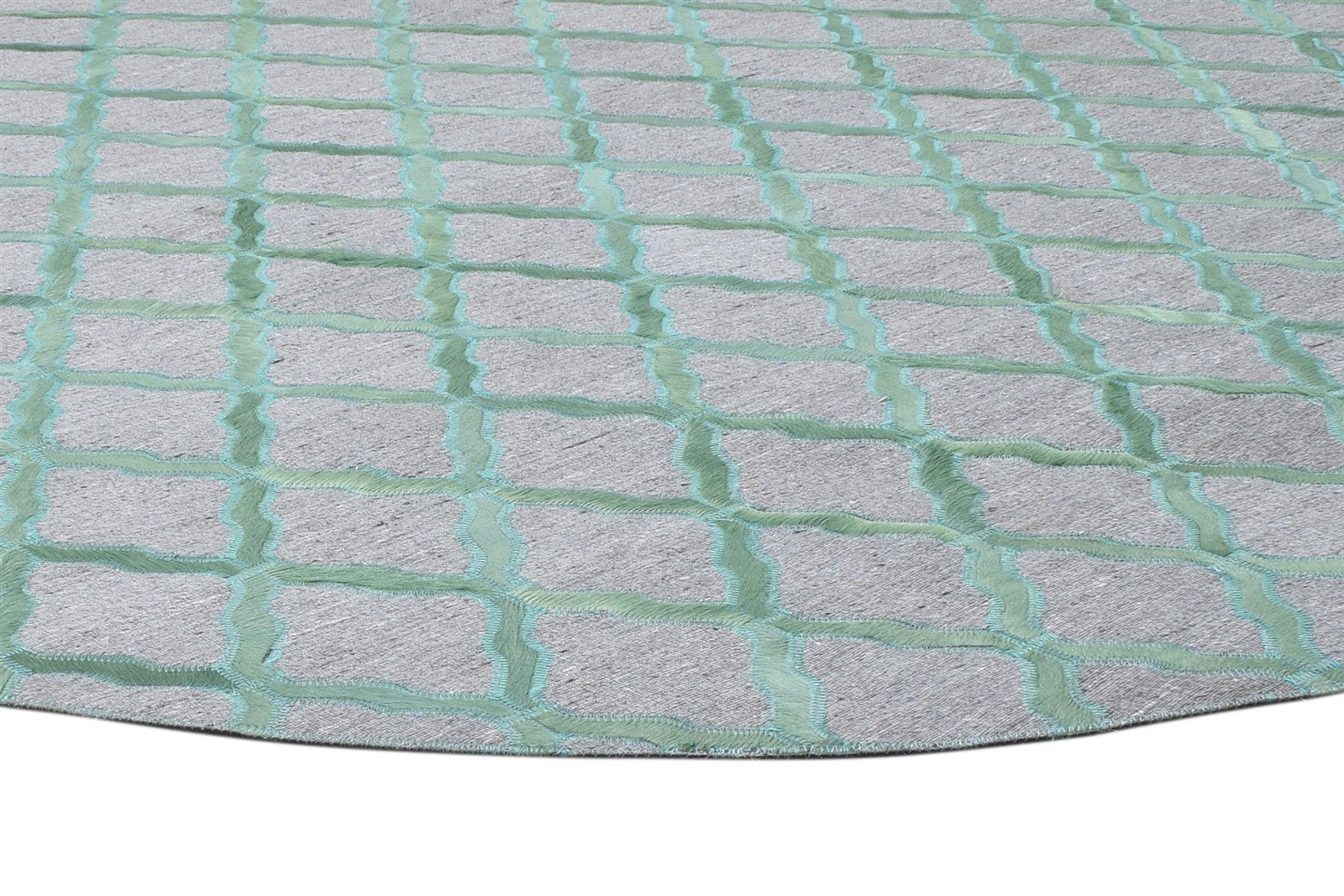 Hand Woven Green Leather / Cotton Rug 6X6 Modern Moroccan Trellis Room Size 7864915755157