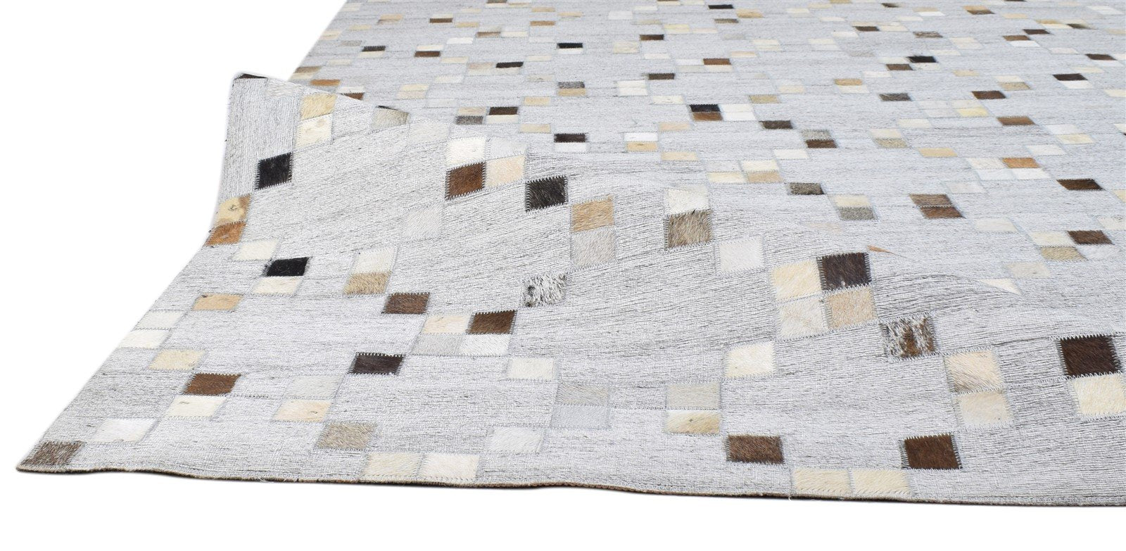 Hand Woven Grey Leather / Cotton Rug 6X9 Modern Moroccan Trellis Room Size 7860681769109