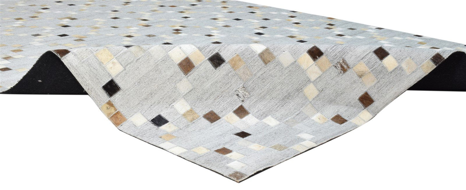 Hand Woven Grey Leather / Cotton Rug 6X9 Modern Moroccan Trellis Room Size 7860681769109