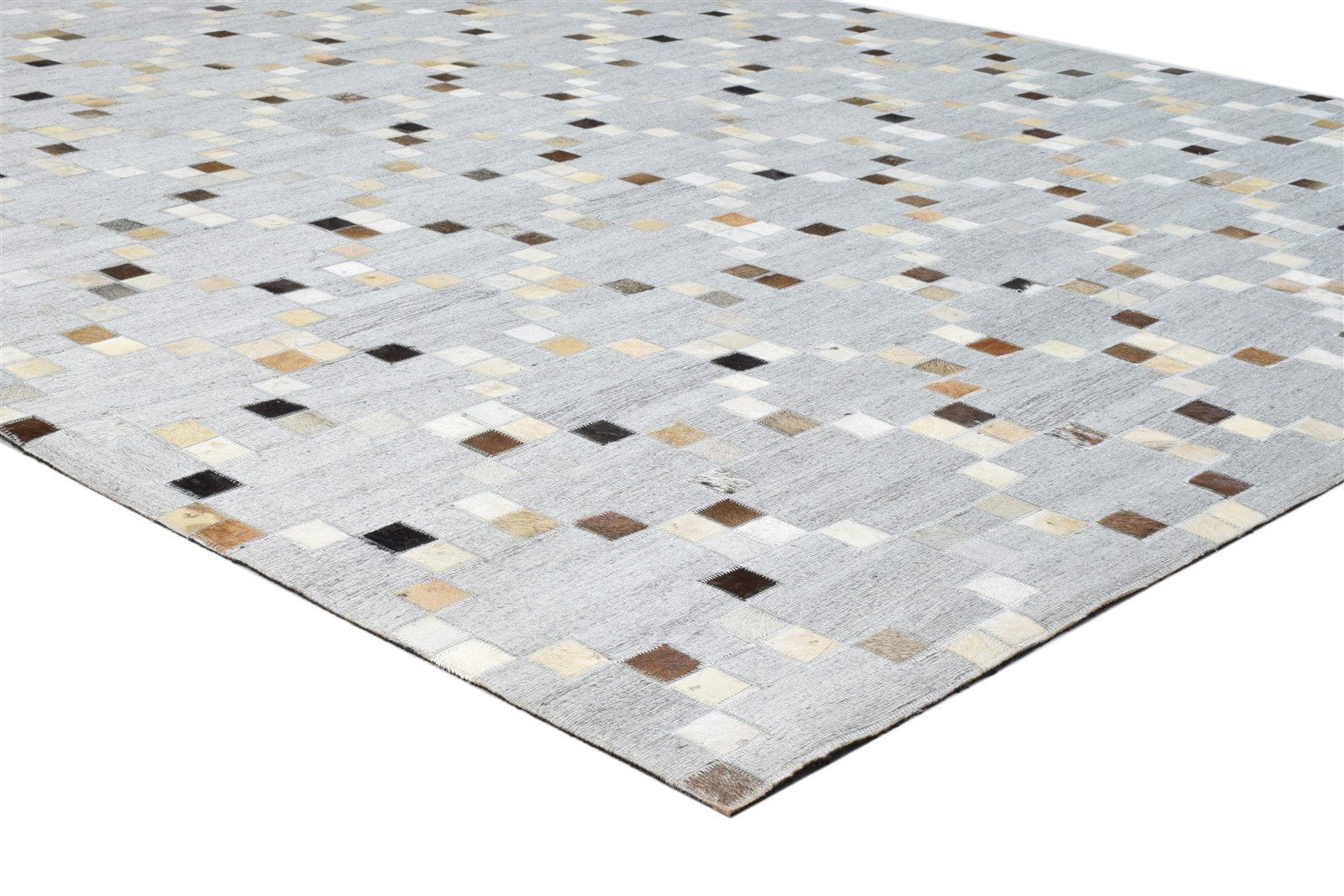 Hand Woven Grey Leather / Cotton Rug 6X9 Modern Moroccan Trellis Room Size 7860681769109