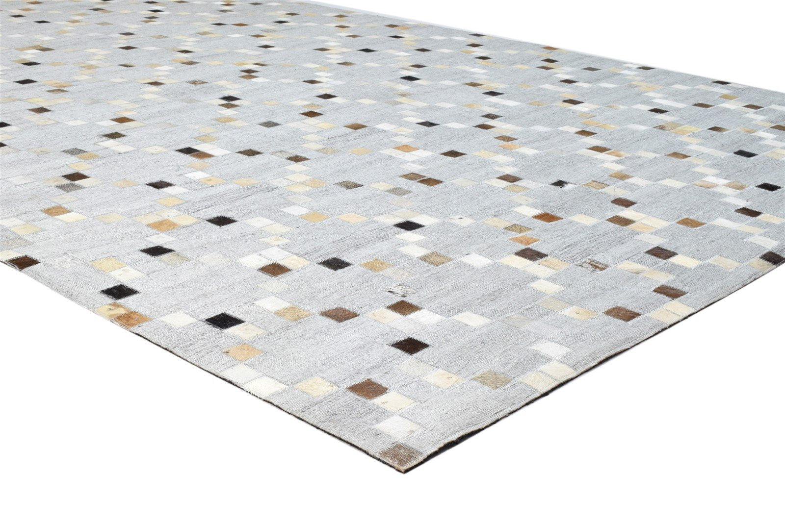 Hand Woven Grey Leather / Cotton Rug 6X9 Modern Moroccan Trellis Room Size 7860681769109