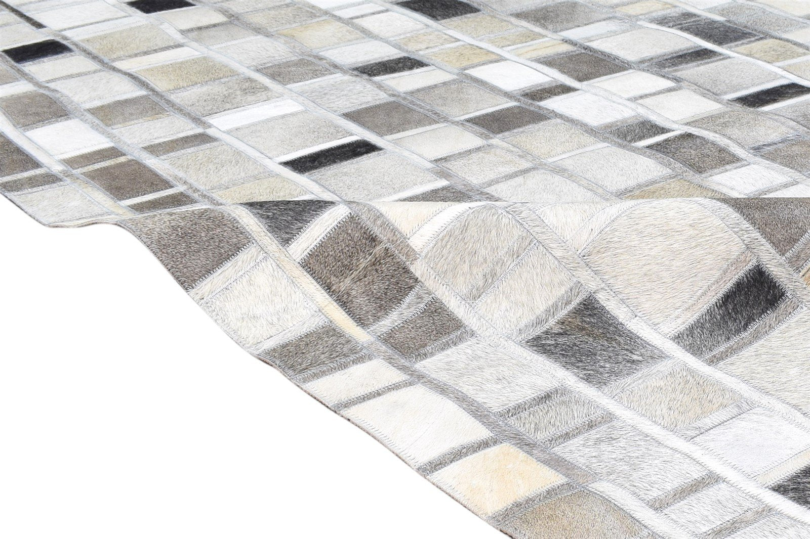 Sidonnie Hand Woven Grey Leather Rug 5' X 8' Modern Moroccan Geometric 7865128616085