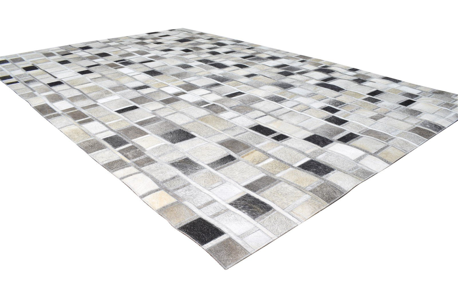 Sidonnie Hand Woven Grey Leather Rug 5' X 8' Modern Moroccan Geometric 7865128616085