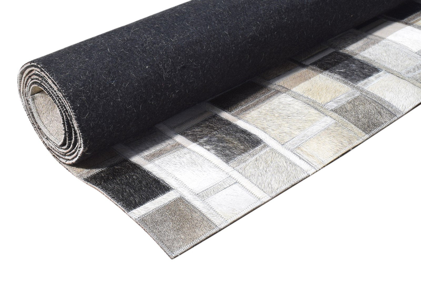 Sidonnie Hand Woven Grey Leather Rug 5' X 8' Modern Moroccan Geometric 7865128616085