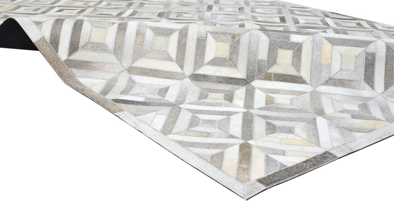 Myra Hand Woven Grey Leather Rug 6' X 9' Modern Scandinavian Diamond 7860682260629