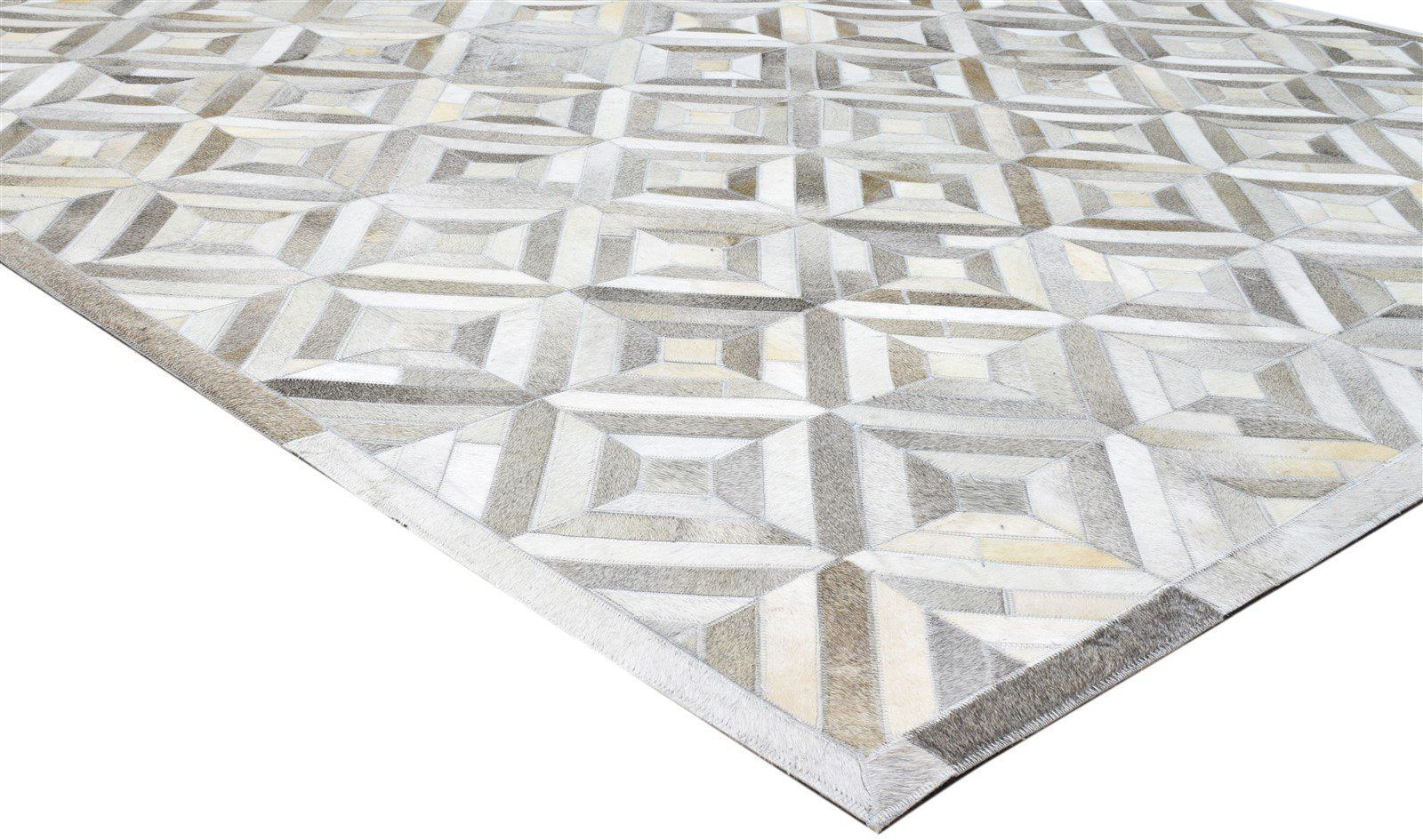 Myra Hand Woven Grey Leather Rug 6' X 9' Modern Scandinavian Diamond 7860682260629