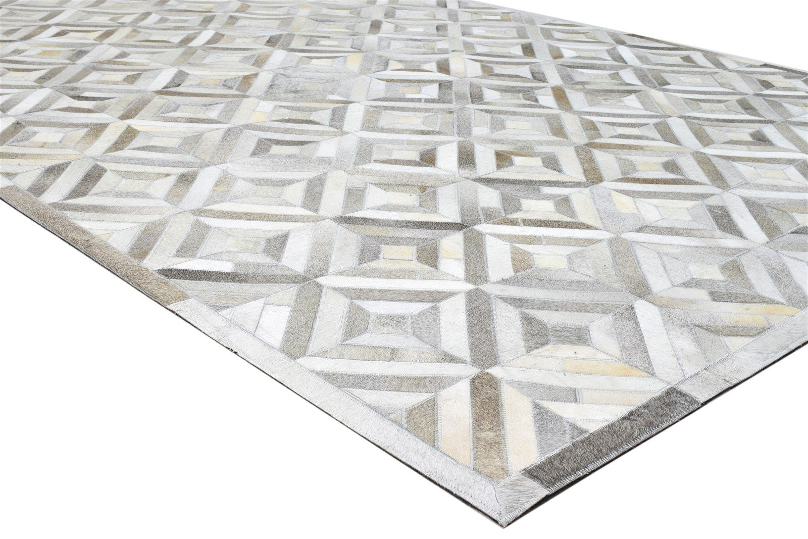 Myra Hand Woven Grey Leather Rug 6' X 9' Modern Scandinavian Diamond 7860682260629