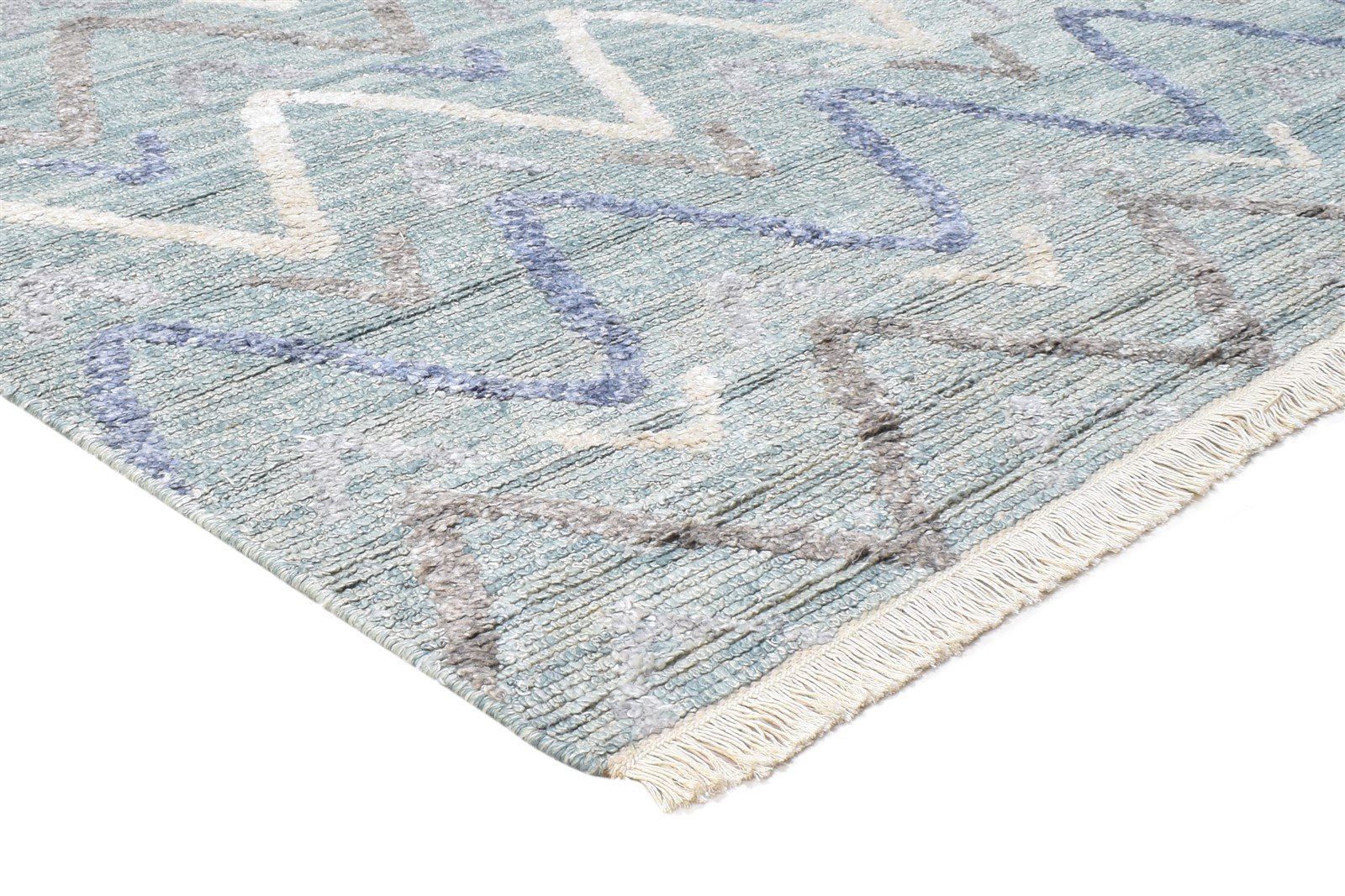 Hand Woven Grey Rayon From Bamboo Rug 8X10 Modern Moroccan Chevron Large Carpet 7864781701269