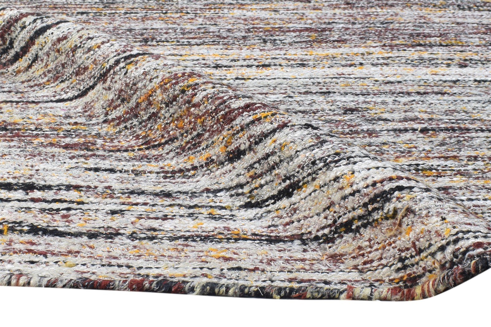 Hand Woven Grey Rayon From Bamboo Rug 8X11 Modern Scandinavian Striped Large 7864805130389
