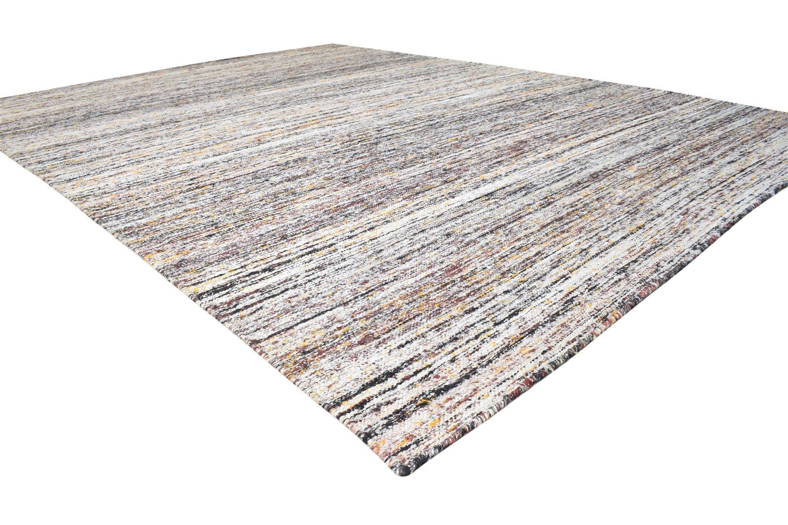 Hand Woven Grey Rayon From Bamboo Rug 8X11 Modern Scandinavian Striped Large 7864805130389