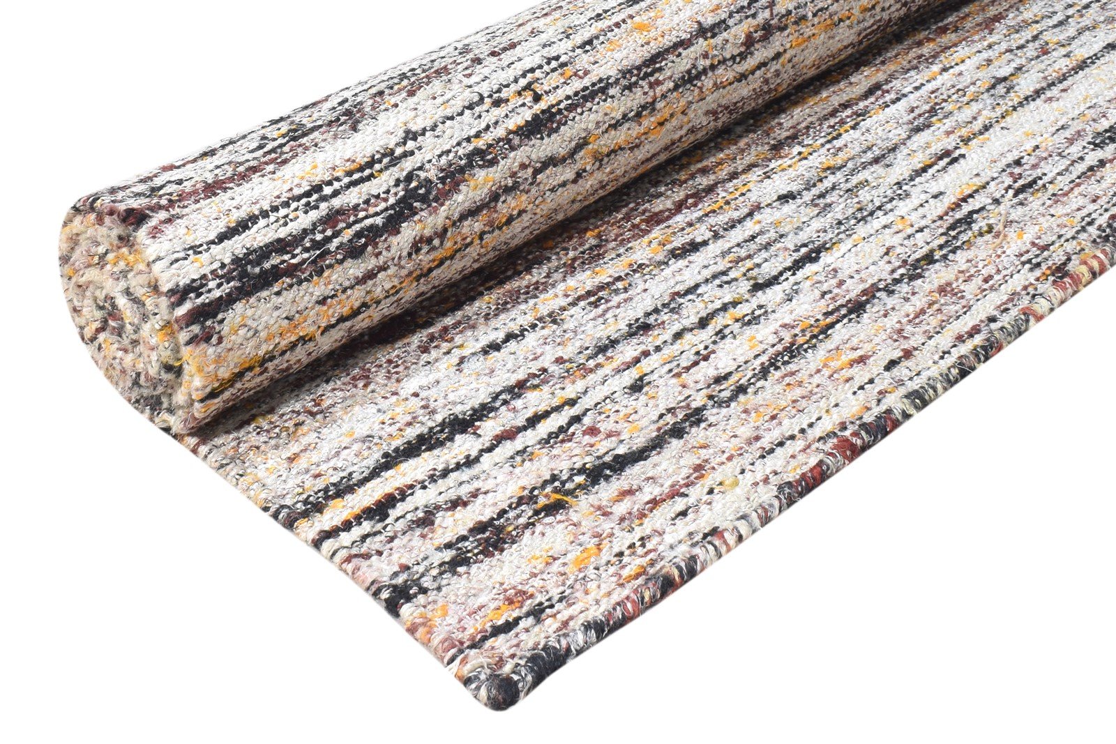 Hand Woven Grey Rayon From Bamboo Rug 8X11 Modern Scandinavian Striped Large 7864805130389