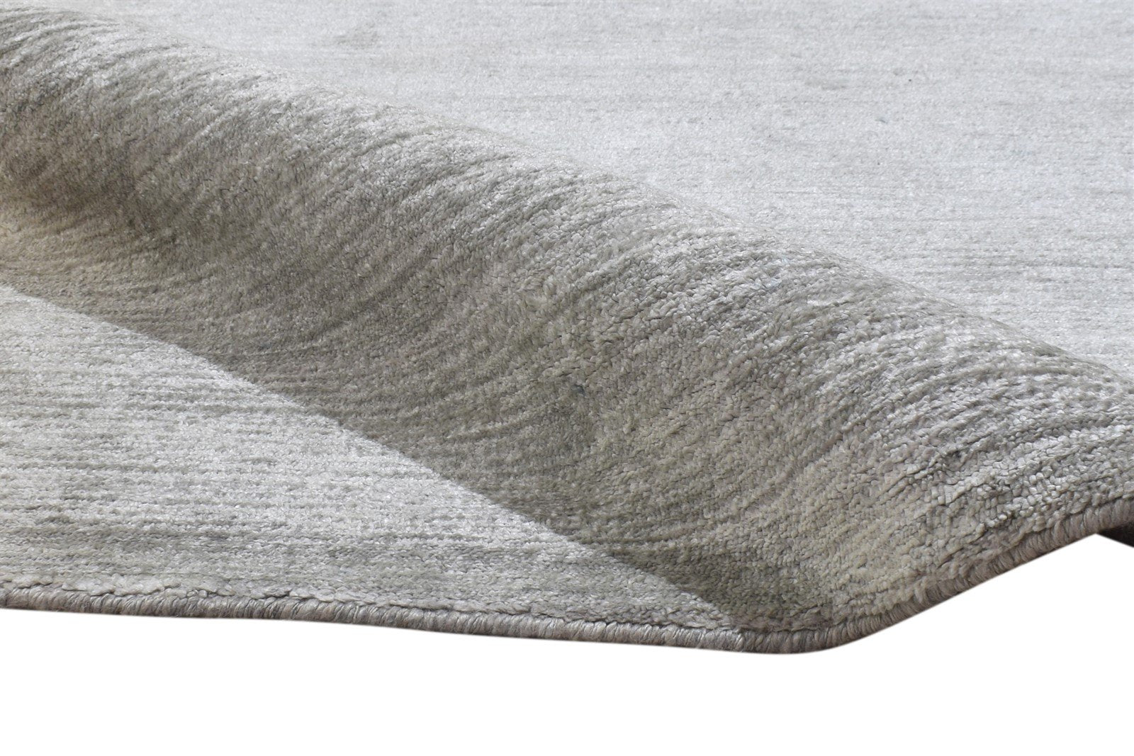 Hand Woven Grey Silk Rug 8' X 11' Modern Scandinavian Solid Large Carpet 7864933613717