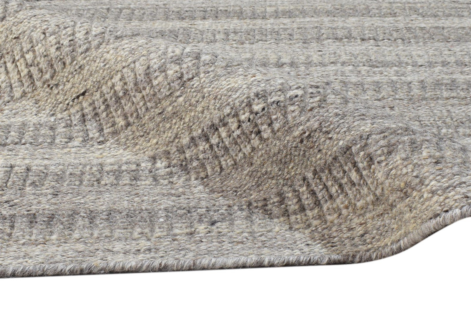 Hand Woven Grey Wool Rug 5' X 7' Modern Scandinavian Striped Room Size Carpet 7864793071765