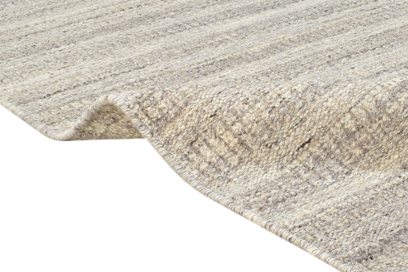 Hand Woven Grey Wool Rug 5' X 7' Modern Scandinavian Striped Room Size Carpet 7864793071765