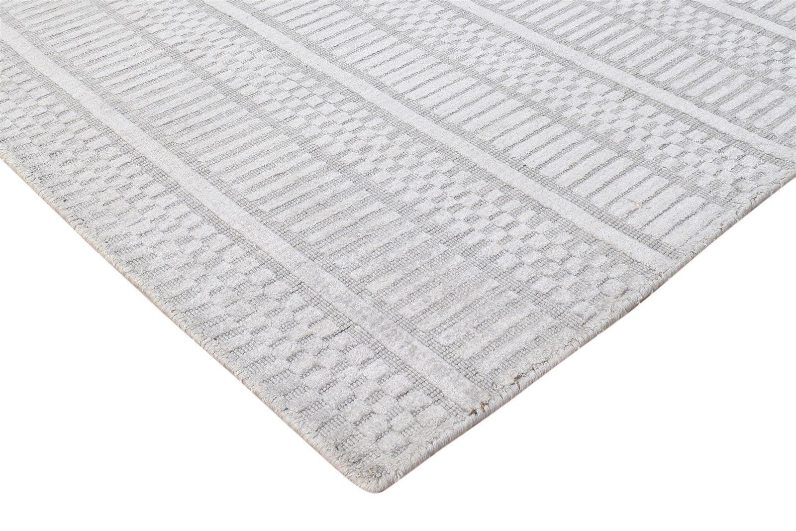 Hand Woven Grey Wool Rug 8' X 10' Persien Scandinavian Oriental Large Carpet 7864807129237