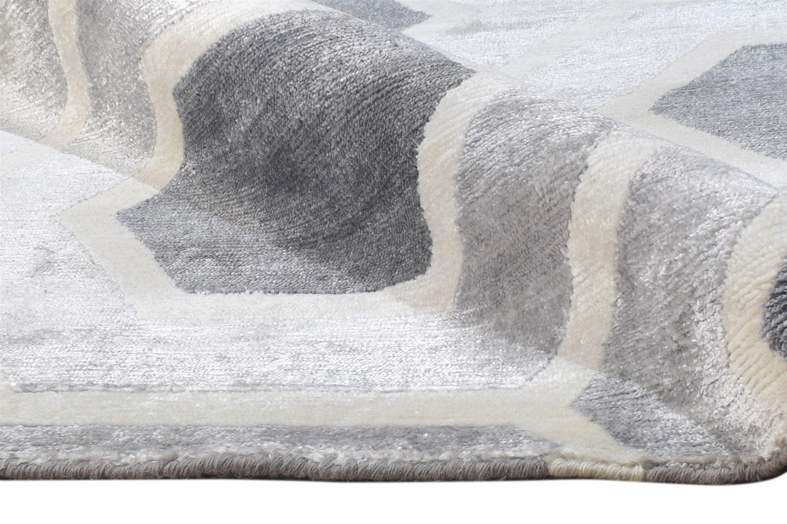 Hand Woven Grey Wool / Silk Rug 8' X 10' Modern Moroccan Trellis Large Carpet 7864810930325