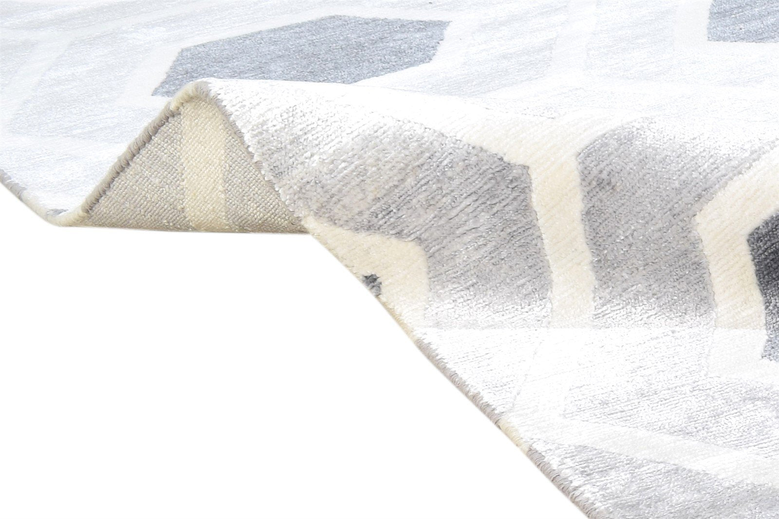 Hand Woven Grey Wool / Silk Rug 8' X 10' Modern Moroccan Trellis Large Carpet 7864810930325