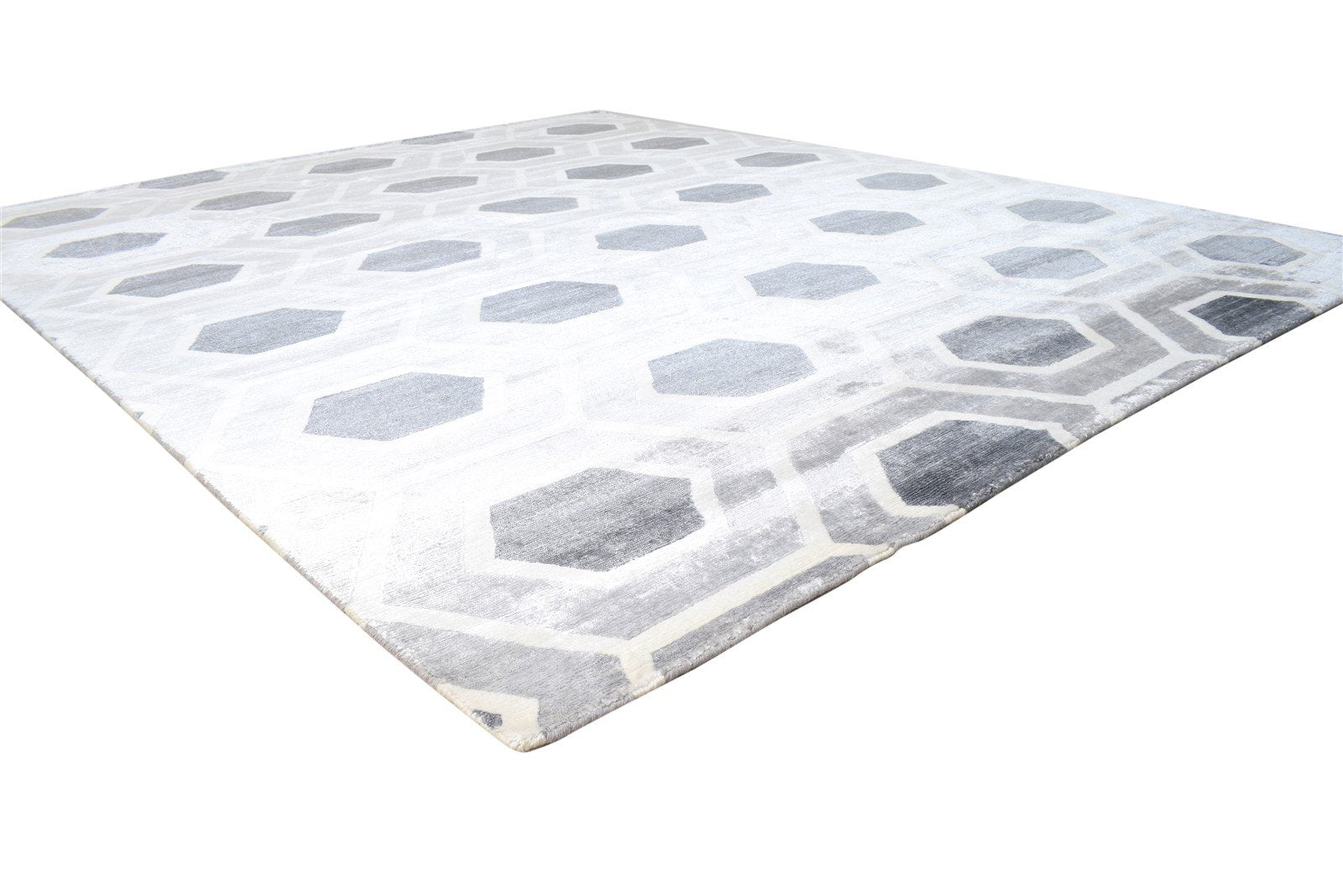 Hand Woven Grey Wool / Silk Rug 8' X 10' Modern Moroccan Trellis Large Carpet 7864810930325