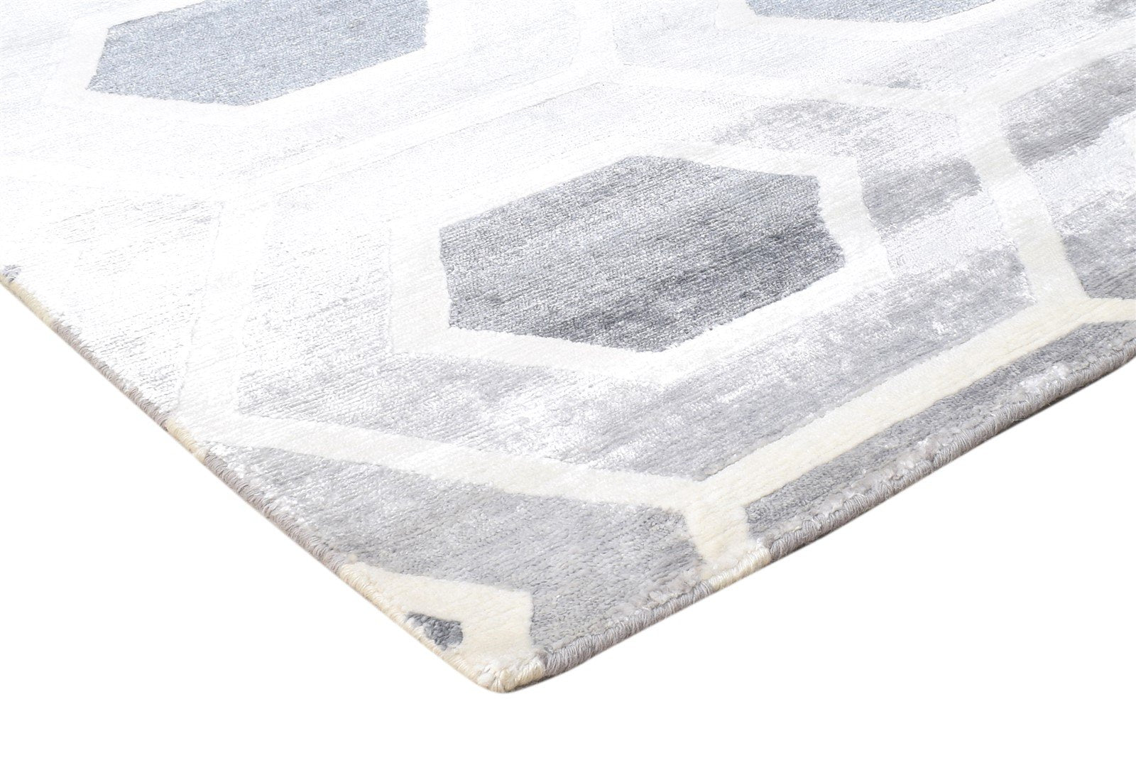 Hand Woven Grey Wool / Silk Rug 8' X 10' Modern Moroccan Trellis Large Carpet 7864810930325
