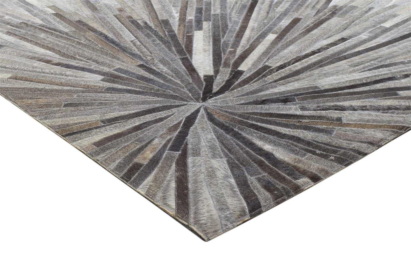 Hand Woven Ivory Leather Rug 5X8 Modern Scandinavian Abstract Room Size Carpet 7864431837333