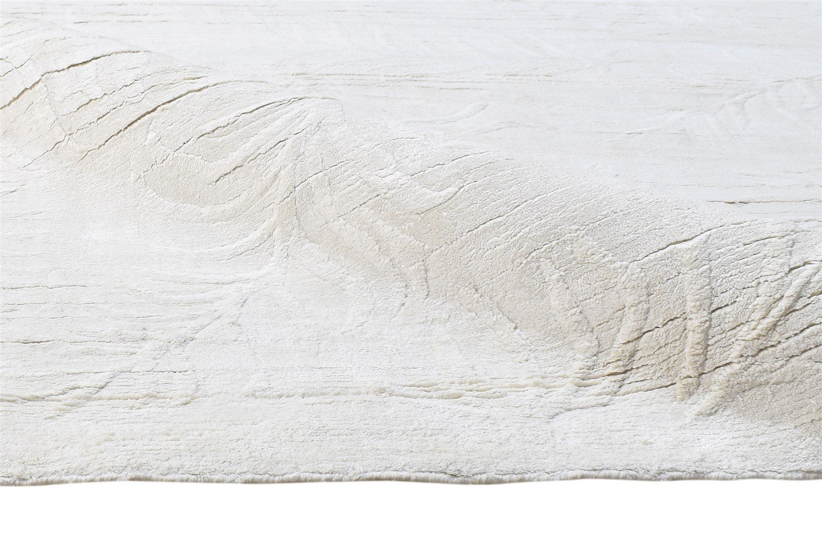 Hand Woven Off-White Silk Rug 8' X 10' Modern Scandinavian Solid Large Carpet 7864574607509